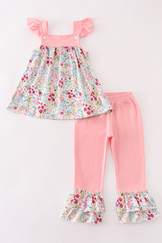 Pink Floral Pants Set